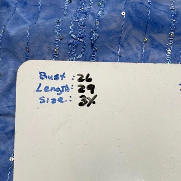 Coral Bay top blouse sequin blue casual comfy stretchy colorful women 3X - Picture 6 of 6